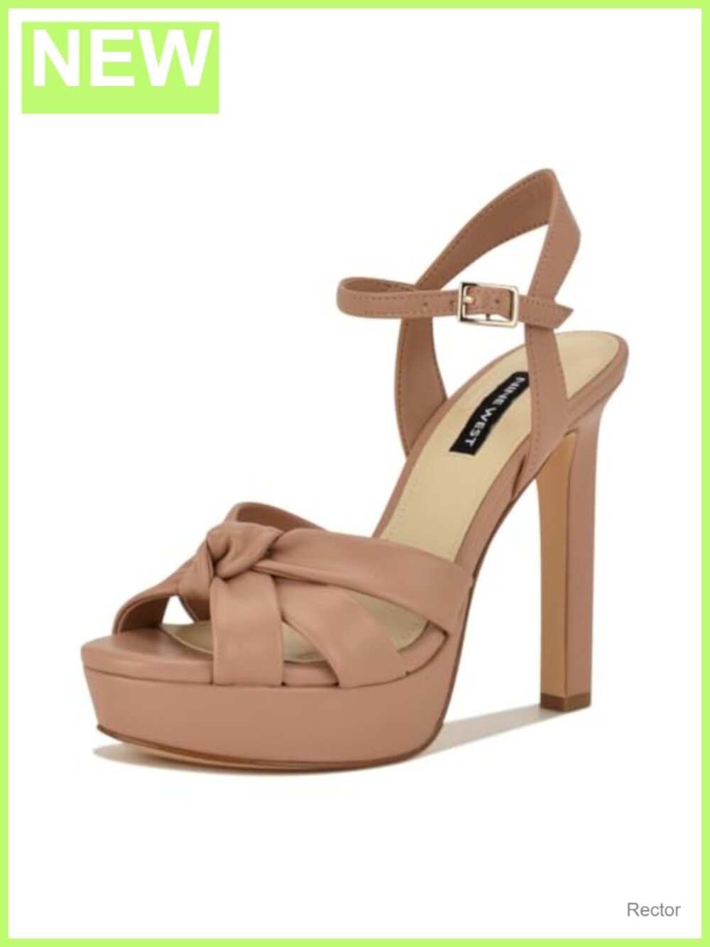 Nine West Windee Heeled Sandals Faux Leather Platform Block Heel
